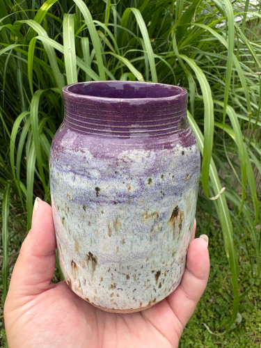 Large Purple Specked Mason Jar
