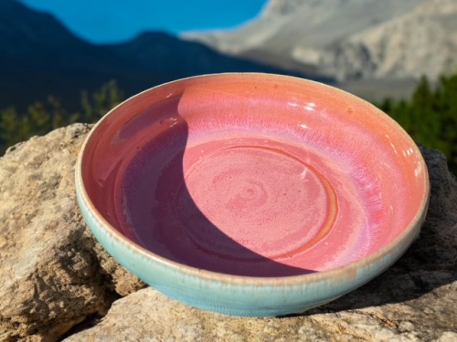Pink and teal dish