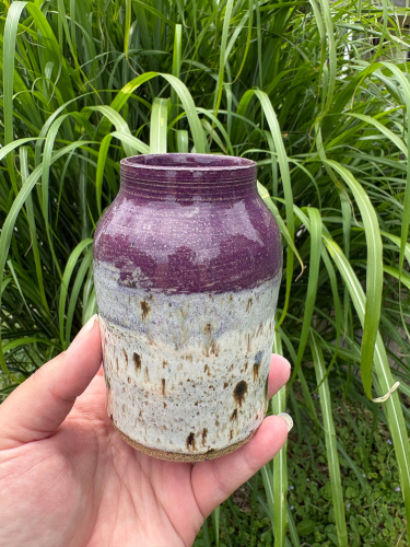 Small Purple Specked Mason Jar