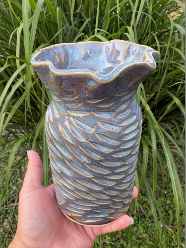 Blue Carved Vase
