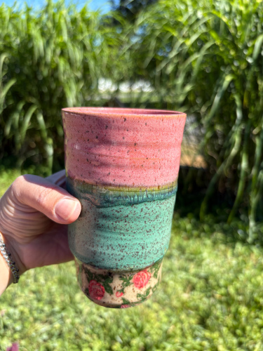 Pink and Green Flower Cup