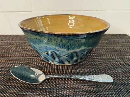Blue/Brown Carved Bowl